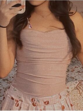 Shimmery Pink Cowl-Neck Tank Top
